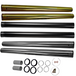 The TC Bros. Fork Tube Kit for Harley-Davidson 49mm (Late Dyna) features metal tubes in various finishes, cylindrical spacers, O-rings, bolts, and copper washers—ideal for custom fork upgrades or chopper fork extensions.