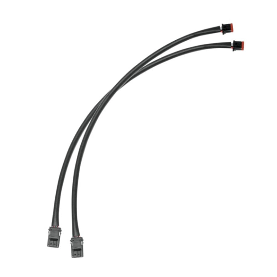 A pair of black Namz 4 Inch M8 Handlebar Control Wiring Extension hoses on a white background.