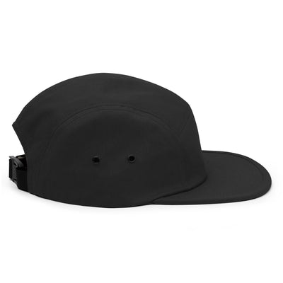 Pete Five Panel Cap - Black with a small TC Bros. logo on the front.