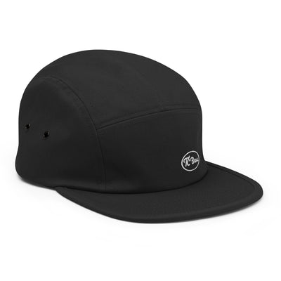 Pete Five Panel Cap - Black with a small TC Bros. logo on the front.