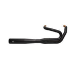 A black SUPERSTREET 2-1 EXHAUST for STANDARD CHASSIS M8 SOFTAIL® MODELS by S&S Cycle on a white background.