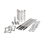 The S&S Cycle Adjustable Pushrod Set for Harley-Davidson Twin Cam includes cro-moly steel pushrods, tubes, gaskets, and O-rings—essential components for precise mechanical assembly.