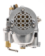 Close-up of a mechanical component featuring a "Pangor Cycles" branding on a circular metal plate. Various bolts, valves, and metal parts are visible, suggesting a part of an engine assembly, possibly connected to the Cheap Sucker Bird Catcher/Air Cleaner for S&S Super E Carburetors.
