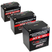 Three AntiGravity RE-START Series Lithium Batteries are displayed in a staggered arrangement on a white background. Each lightweight LiFePO4 battery features innovative RE-START technology for enhanced performance and reliability.