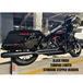 SP Concepts Lane Splitter Exhaust for Harley Touring 2017-2025 is shown in stainless steel, black, and black onyx finishes—labeled side by side—offering stylish customization options for your ride.