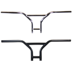 TC Bros. 1" BMX Handlebar by TC Bros.—chrome with a straight crossbar and upward-angled grips for a vintage BMX style inspired by classic Harley bars, shown on a plain white background.