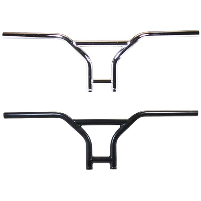 TC Bros. 1" BMX Handlebar by TC Bros.—chrome with a straight crossbar and upward-angled grips for a vintage BMX style inspired by classic Harley bars, shown on a plain white background.