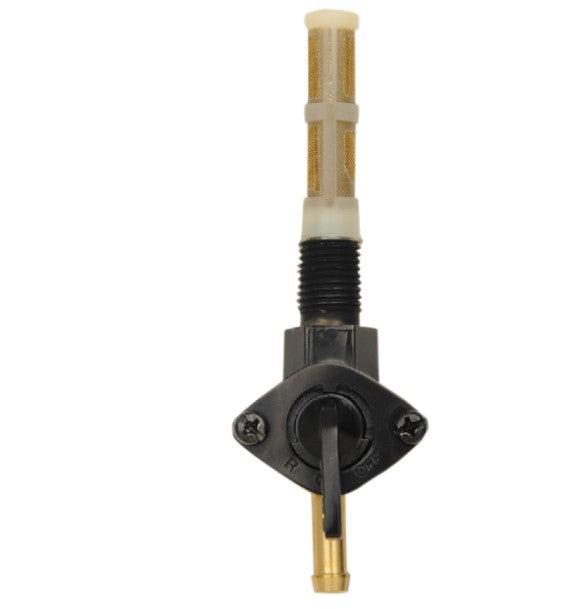 A black 1/4" Petcock Fuel Valve - Straight - Black by Drag Specialties on a white background.