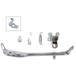 Mid-USA Complete Jiffy Stand Kit for 1936-1988 Harley-Davidson Big Twin includes a chrome kickstand, mount bracket, spring, and hardware. Text on white background reads "Big Twin Chopper Jiffy Stand"—ideal for Harley-Davidson Big Twin models.