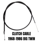 Drag Specialties Clutch Cable for 1968-1986 Harley-Davidson Big Twin motorcycles by Drag Specialties, featuring a rubber boot and small hardware pieces, shown on a white background.