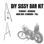 A pair of TC Bros. metal rods and a set of TC Bros. screws, ideal for constructing a DIY Sissy Bar Kit for your bike.