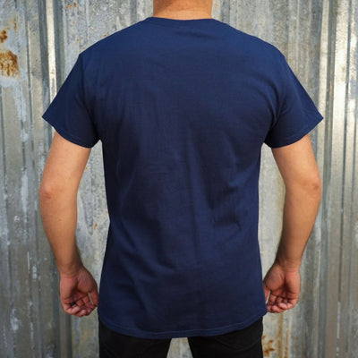 Genuine Quality - Navy Tee with a small TC Bros logo on the left chest area, made of ring-spun cotton.