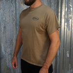 Plain beige staple Pete - Brown Savanah Tee made of ring-spun cotton with a small logo on the left chest from TC Bros.