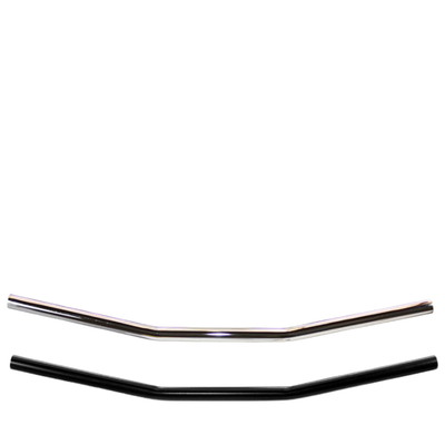 The TC Bros. 1" Drag Handlebar by TC Bros. is a straight chrome bicycle handlebar with a slight upward bend at both ends, styled like classic drag bars and shown on a white background.