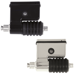 Two L-shaped Mid-USA Rear Brake Master Cylinders for 1991-2005 Harley-Davidson Dyna, one matte black and one metallic silver with ribbed black sections, are displayed side by side on a white background.