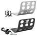TC Bros. Skid Plate for Harley-Davidson Dyna 1991-2017 features two metal brackets (one silver, one black) with circular cutouts and "TC" logos, including mounting hardware and two black clamps—ideal for skid plate or engine guard setups.