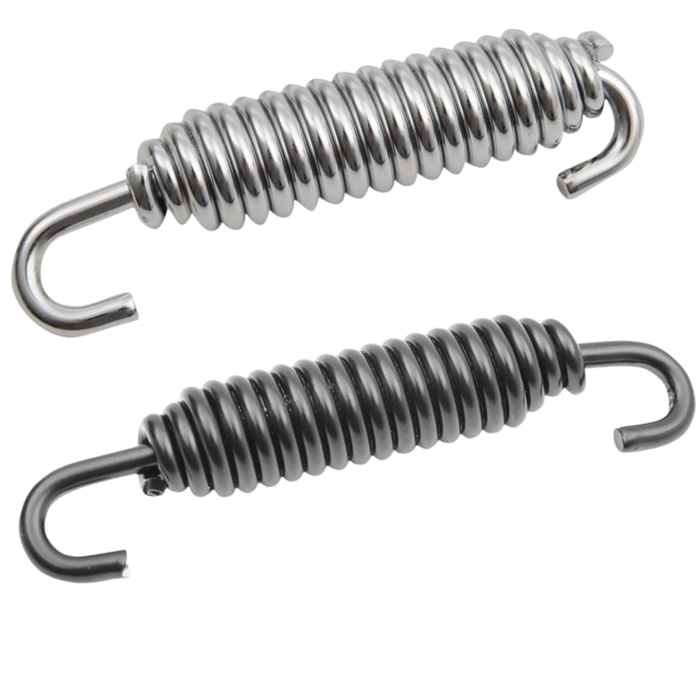 The Drag Specialties Moto Iron Kickstand Spring for Harley-Davidson 1936-1990 features hooks on both ends and serves as a durable replacement part for various motorcycle and industrial applications.