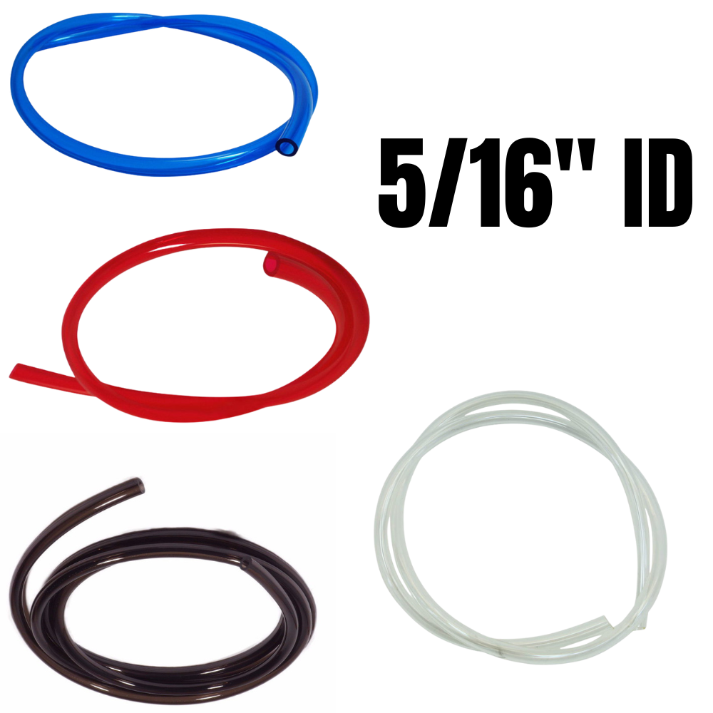 Showcasing vibrant blue, red, black, and clear options, the Helix Racing 5/16" Fuel Line from Helix features a 5/16&