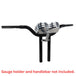 Black metal TC Bros. Pro Series Gauge Relocation Bracket for 1-1/4 Risers and T-Bars against a white background.