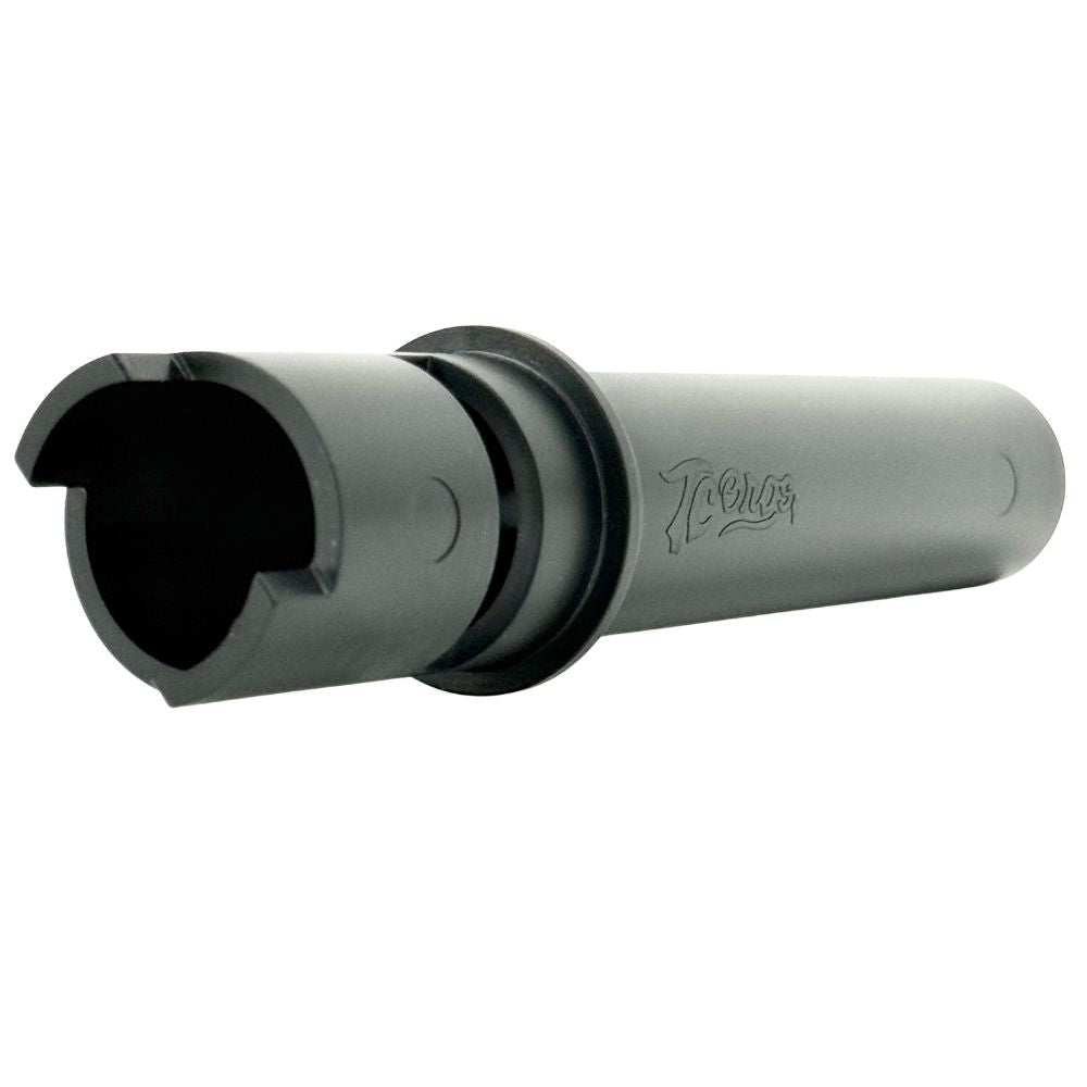 The TC Bros. Throttle Tube, designed for second generation Harley-Davidson TBW models, features a black plastic build with a cylindrical handle and U-shaped end for easy removal and installation of throttle sleeves or slide-on grips.