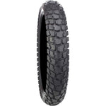 A Duro HF904 Median Rear Tire 130/90-16 (67S) with a knobby tread, designed for off-road or dual-purpose motorcycles, is displayed upright against a white background.
