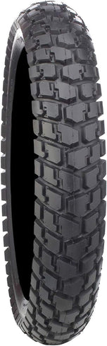 A close-up, top-down view of the Duro HF904 Median Rear Tire by Duro in size 130/90-16, featuring a knobby tread for both street and dirt use, shown against a white background.