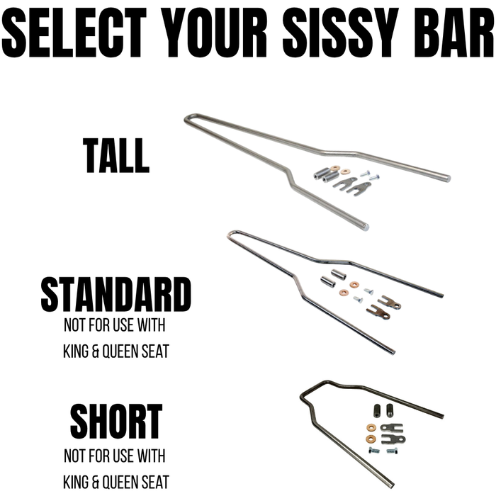 TC Bros. Weld-On Hardtail Kit for 1982-2003 Harley-Davidson Sportster with stock width tire, by TC Bros., includes a steel frame with seat tube and chain stays plus hardware components, all neatly arranged on a white background.