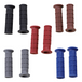 Nine pairs of ODI Hart-Luck Grips for 1" handlebars in black, brown, gray, red, and blue with a waffle texture are displayed on a white background. Ideal as stylish replacements or upgrades from ODI.