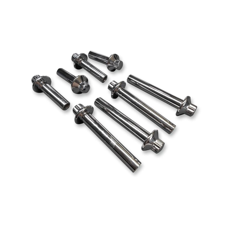 A set of Colony Machine Head Bolt Set - 12 point Zinc Plated - 92-UP Harley Big Twin/Twin Cam, 93-UP Sportster 3020-8 made in the U.S.A on a white background.