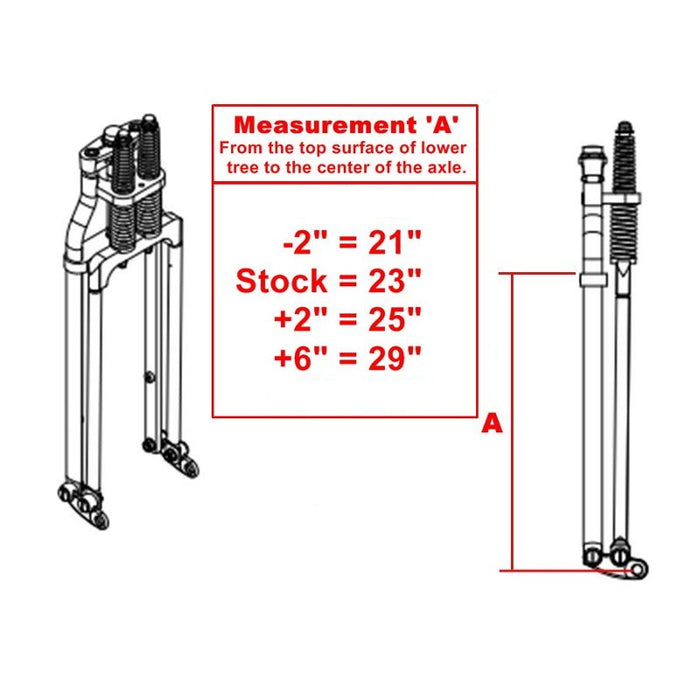 Front view of a Wyatt Gatling Springer Front End for Harley-Davidson frames with 1" neck, featuring chrome plating, dual springs, and extended fork legs, isolated on a white background.