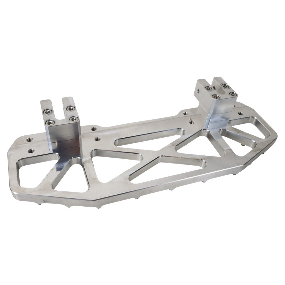 The TC Bros. Pro Series MX Floorboard Lift Kit, designed for Harley Davidson Bagger Touring Models, includes four black mounting blocks and sixteen silver bolts to enhance ground clearance, arranged in rows on a white background.