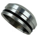 Two round metal TC Bros. Steering Stem Nut Covers for Pro Series Top Triple Tree Clamp, one black and one silver, rest side by side on a plain white background.