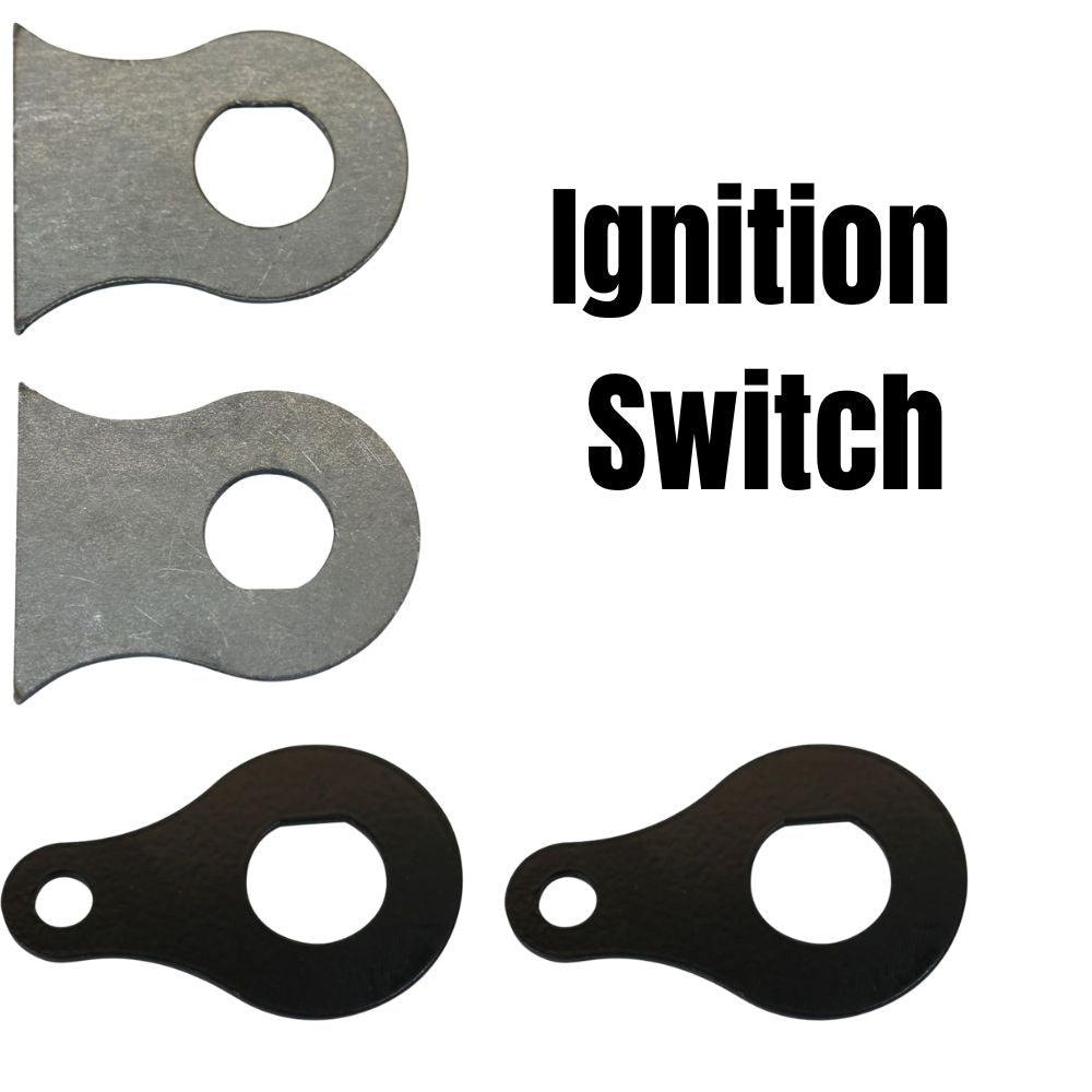 A diagram showing the dimensions of a Weld On 3/4 Ignition Switch Mounting Tab by TC Bros hook with mounting tabs.