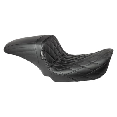 A Le Pera Kickflip Seat - Diamond Black leather seat for a motorcycle, specifically designed for FXD '06-'17 models.