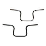 A chrome TC Bros. Lane Splitter Handlebar and a black motorcycle handlebar are shown side by side against a white background.