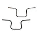 A chrome TC Bros. Lane Splitter Handlebar and a black motorcycle handlebar are shown side by side against a white background.
