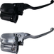 Two Drag Specialties Front Master Cylinder brake levers, one black and one chrome, for 2016-2024 Harley-Davidson Road Glide motorcycles, are displayed side by side on a white background.