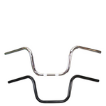 The TC Bros. 1" Narrow Mini Apes Handlebar by TC Bros. features an upward and slightly backward curve, evoking classic Harley style, shown here in black against a plain white background.