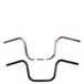 The TC Bros. 1" Narrow Mini Apes Handlebar by TC Bros. features an upward and slightly backward curve, evoking classic Harley style, shown here in black against a plain white background.