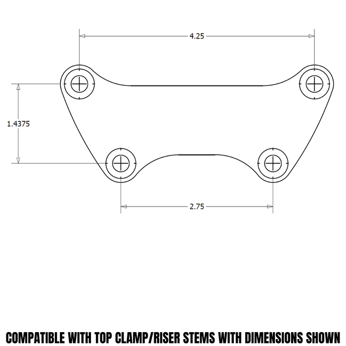Four Moto Iron® Forged Risers for Harley-Davidson, shown in chrome and black finishes, are displayed with the text "1&