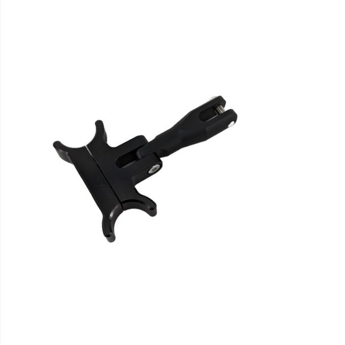 Black metal TC Bros. Pro Series Gauge Relocation Bracket for 1-1/4 Risers and T-Bars against a white background.