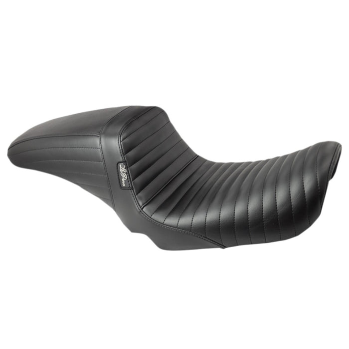 A black Le Pera Kickflip Seat on a white background.