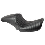 A Le Pera Kickflip Seat - Pleated - Black - FXLR, FXLRS, FXLRST, FLSB '18-'24 motorcycle seat on a white background.