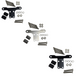Three identical TC Bros. metal hardware kits—each with a gauge bracket, bolts, washers, nuts, and two black cylindrical spacers—compatible with the TC Bros. Bracket Adapter For Pro Series Modular Risers, displayed on a white background.
