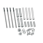 The S&S Cycle Adjustable Pushrod Set for Harley-Davidson Twin Cam includes cro-moly steel pushrods, tubes, gaskets, and O-rings—essential components for precise mechanical assembly.
