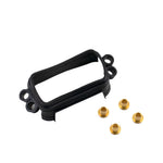 Koso Instrument Cluster Gasket and Bushing Kit for Harley-Davidson Softail 2018-2024 with Digital Gauge, includes a black rectangular bracket with three mounting holes, four brass inserts, and a rubber gasket on a white background.