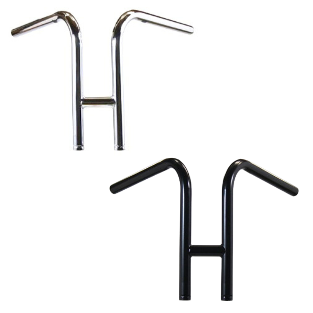 The TC Bros. 1" Rabbit Handlebar by TC Bros. features a high-rise, H-shaped chrome design, shown against a plain white background.