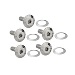 Six Arlen Ness Front Disc Fasteners for Harley-Davidson and Indian, arranged in two rows on a white background—perfect as replacement rotor bolts or front rotor hardware.