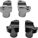 Four HardDrive Forged 2" Risers for Harley-Davidson, designed for 1" handlebars—two in chrome and two in black—are arranged on a white background.