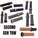 A black cylindrical tube with a flange sits on a white background—the Moto Iron® Throttle Tube for First Generation Harley-Davidson TBW, ideal for Gen 1 models or use with slide-on grips.